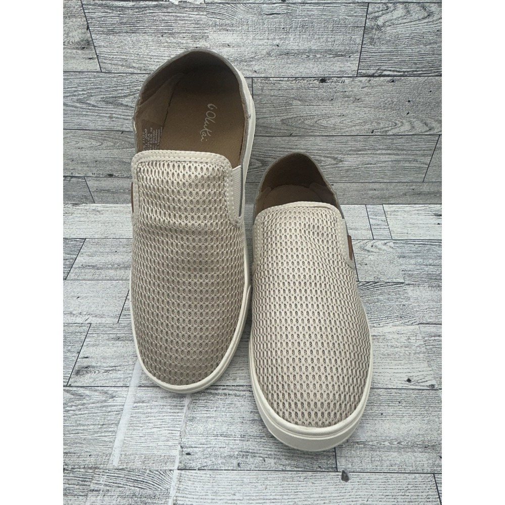 OluKai Women's Slip-On Mesh Sneakers in Beige